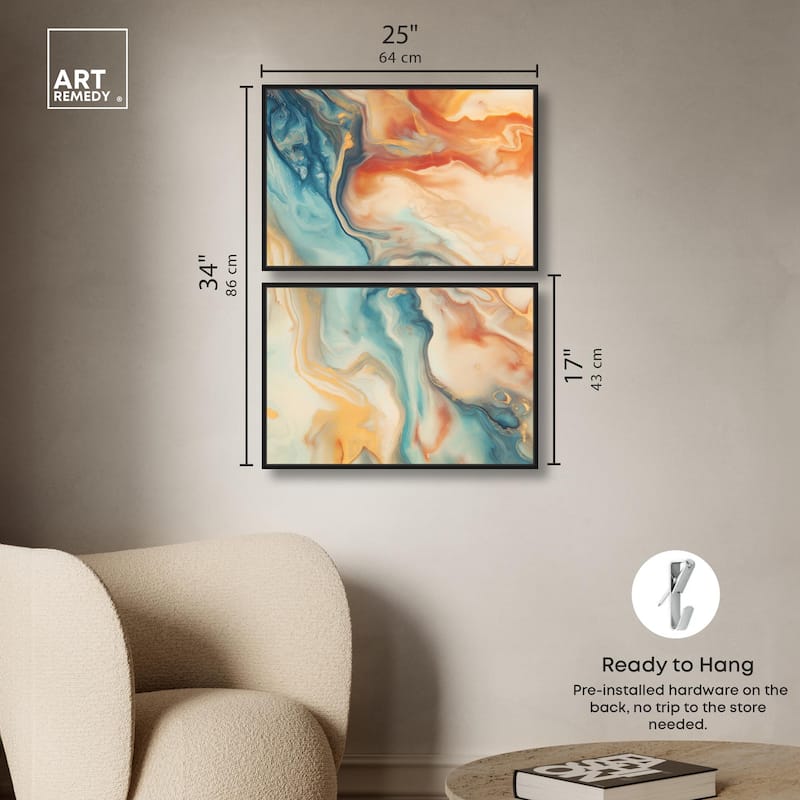 Marbled Sunrise II Canvas Set of 2 by Art Remedy