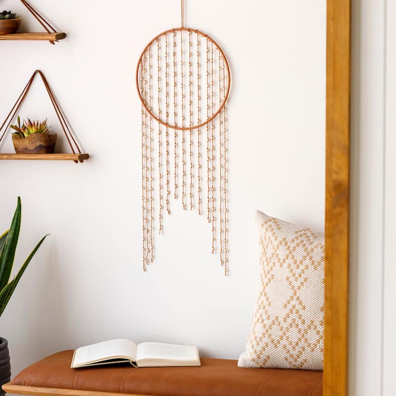 Livabliss Dimitra Beaded Dreamcatcher - 12" x 30" - Orange