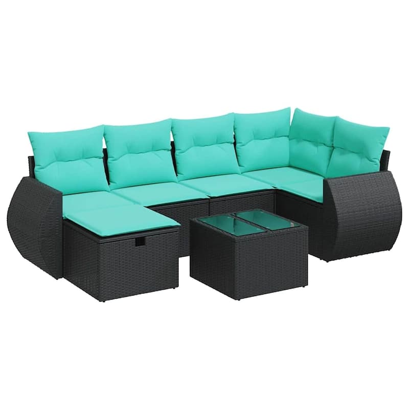 vidaXL Patio Sofa Set with Cushions Outdoor Conversation Furniture Poly Rattan