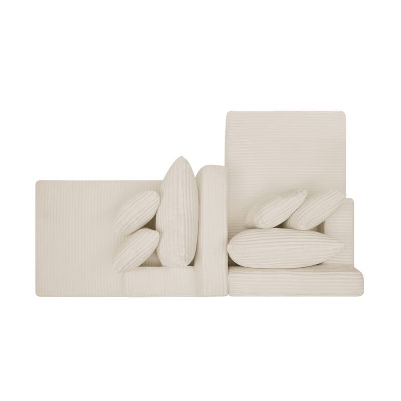 Two-seater lazy sofa lounge chair,Compressed sofa no assembly required, made of velvet fabric, fluffy modern lounge chair