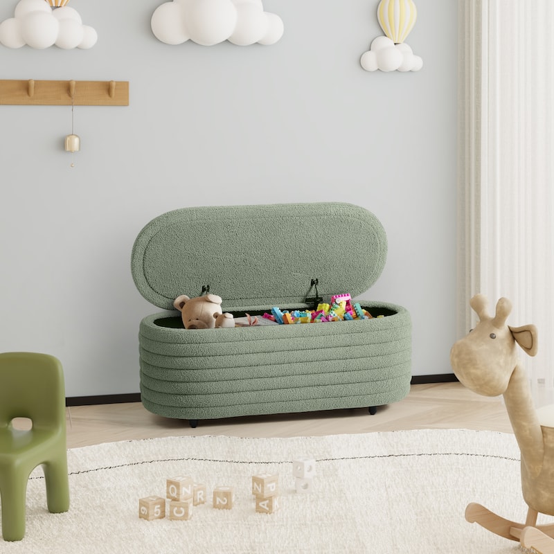 Bayville Sherpa Polyester Flip Top Storage Ottoman - 42"