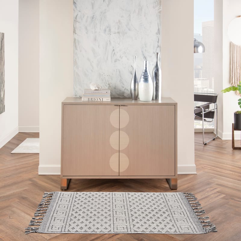 Nourison Elwood Contemporary Greek Key Lattice Geometric Area Rug - 2' 2" x 4' 5" - Ivory/Slate - Runner/Rectangle