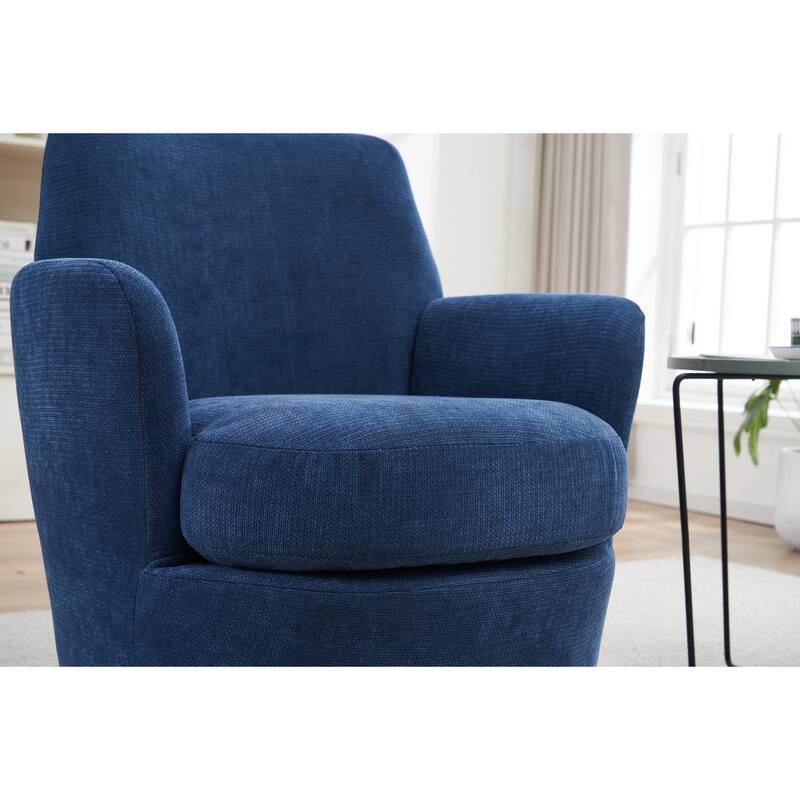 Swivel Barrel Chair, Accent Chairs Armchair for Living Room, Comfy Reading Chairs Round Barrel Chairs with Stainless Steel Base