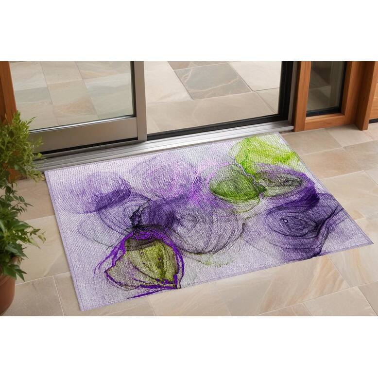 Almisi Artistic Abstract Weather Resistant Blended Style Outdoor Rug - 3' x 5' - Purple