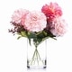preview thumbnail 8 of 6, Enova Home 7 Heads Pink Mixed Artificial Silk Dahlia Fake Flowers Arrangement in Glass Vase with Faux Water for Home Decor