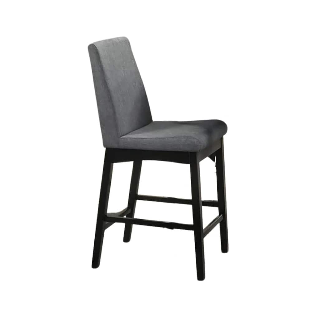 Heni Counter Height Chair, Gray Polyester Cushions, Dark Walnut Brown