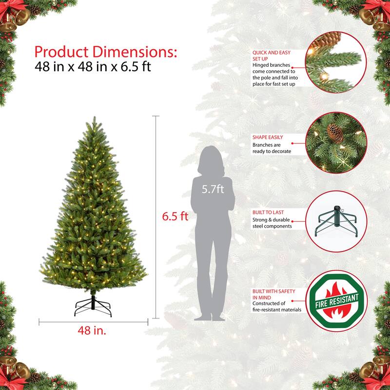Puleo International 6.5' Pre-Lit Glacier Fir Artificial Tree - N/A