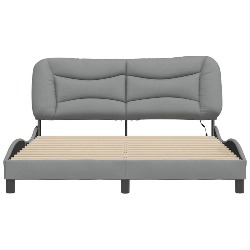 vidaXL Bed Frame with LED Lights Base Curved Platform Bedroom Furniture Fabric