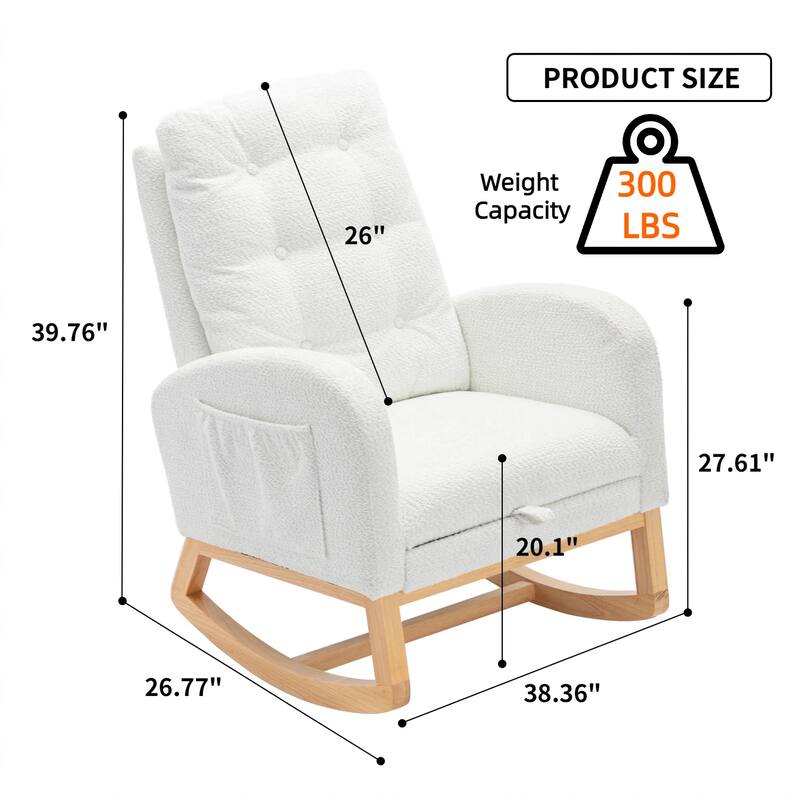 Chichoice Modern Accent Rocking Chair with Footrest, Nursery Glider Rocker with Side Pocket