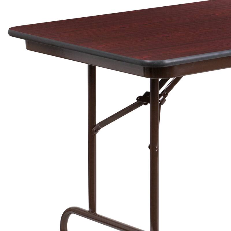 30" x 72" Rectangular Mahogany Melamine Laminate Folding Banquet Table - 30"W x 72"D x 30"H