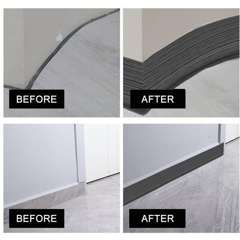 4in x 20ft Self-Adhesive PVC Flexible Baseboard Moulding Trim