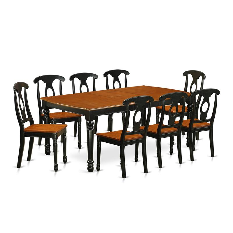 East West Furniture Dining Table Set- a Rectangle Dining Room Table and Kitchen Chairs, Black & Cherry (Pieces & Seat Option)