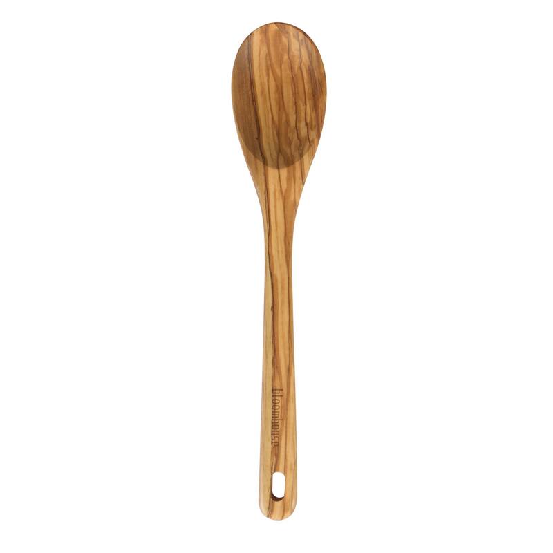 Bloomhouse Italian Olive Wood 3 Piece Extra-Large 14 Inch Turner, Spoon, and Slotted Spoon Set