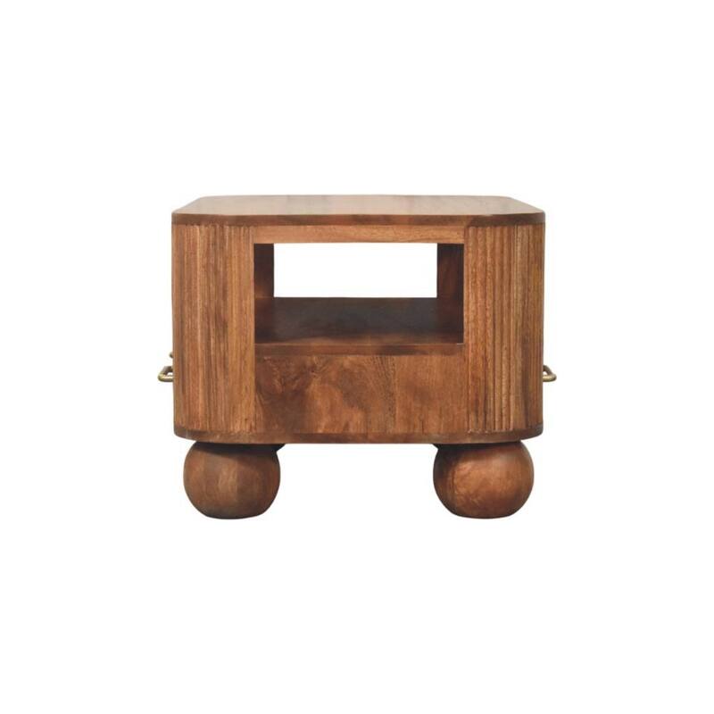 Artisan Furniture Solid Wood Briarwood Fluted Coffee Table, Brown, 2-Drawers, 1-Shelf