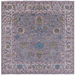 Golden Nile Grey Square Turkish Oushak Hand Knotted Wool Rug - 8' 0