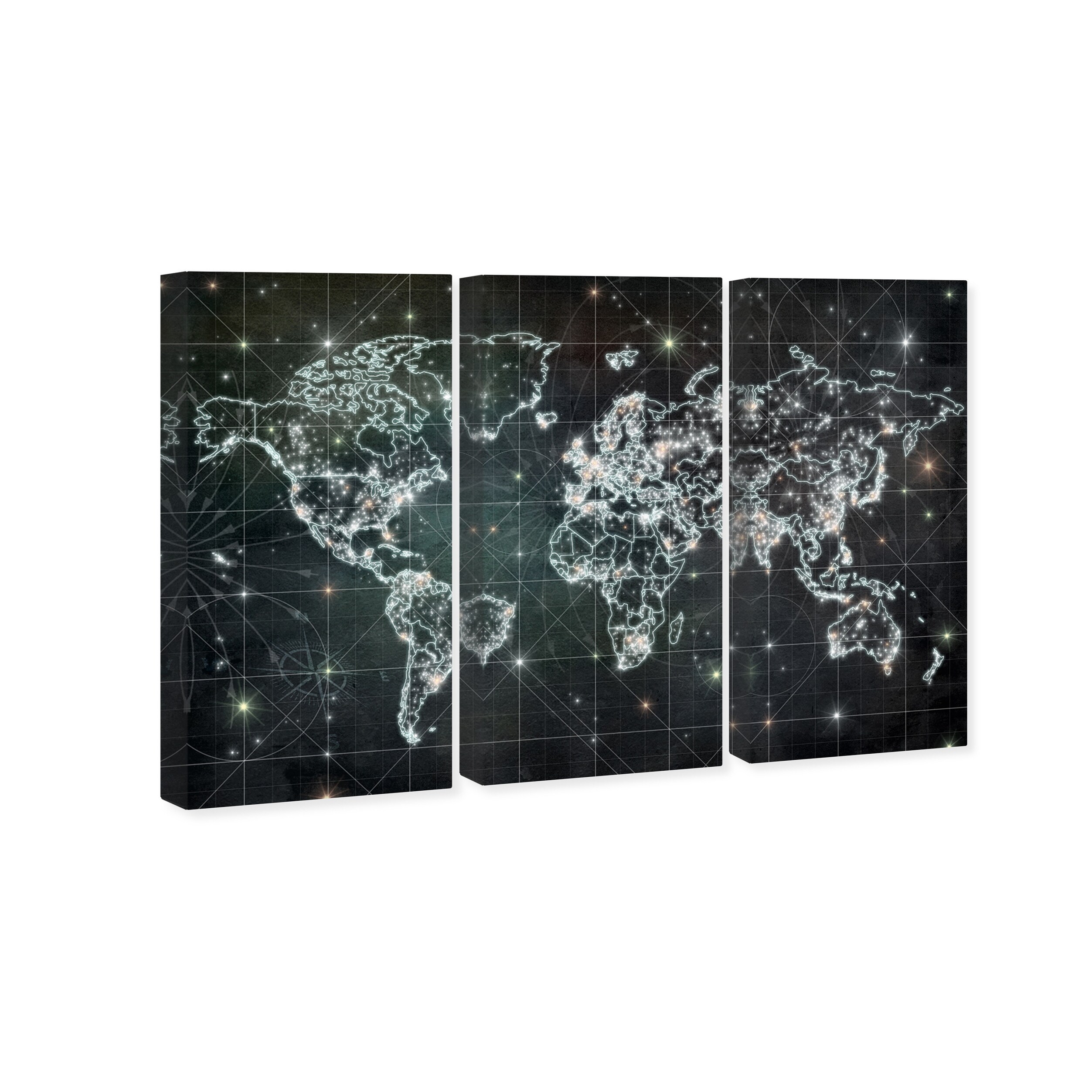 Oliver Gal ' Mapamundi Galaxy Triptych' Maps and Flags Wall Art