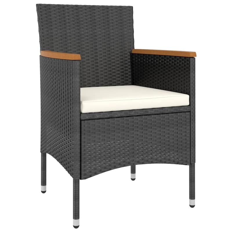 vidaXL Garden Dining Set Black, Cream White Poly Rattan Medium - 31.5 x 31.5 x 29.5