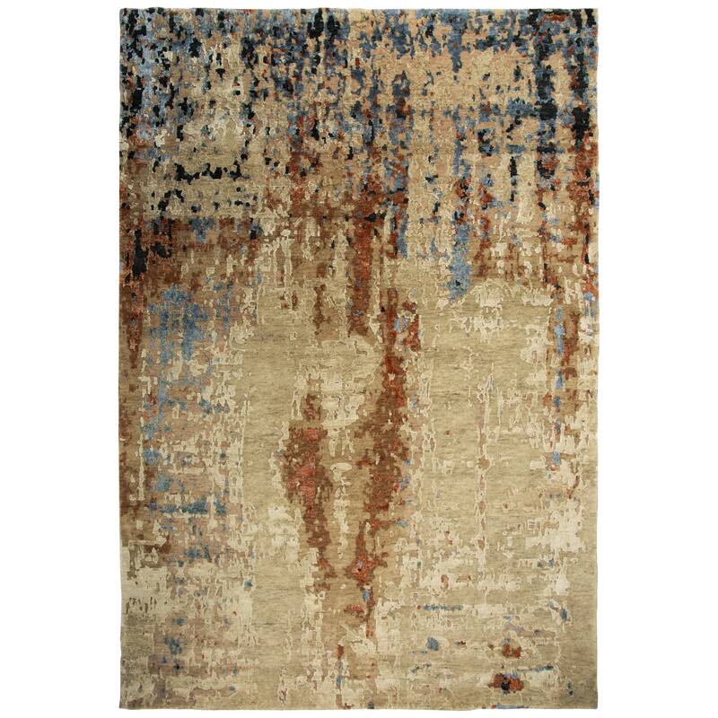 Alora Decor Noble Beige Abstract Hand-knotted Wool Blend Rug - 8' x 10'