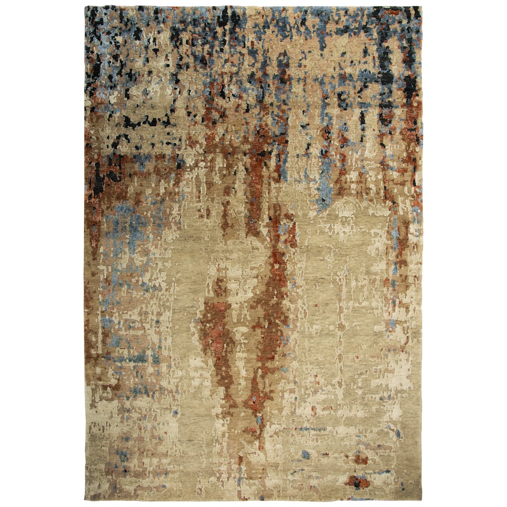 Alora Decor Noble Beige Abstract Hand-knotted Wool Blend Rug