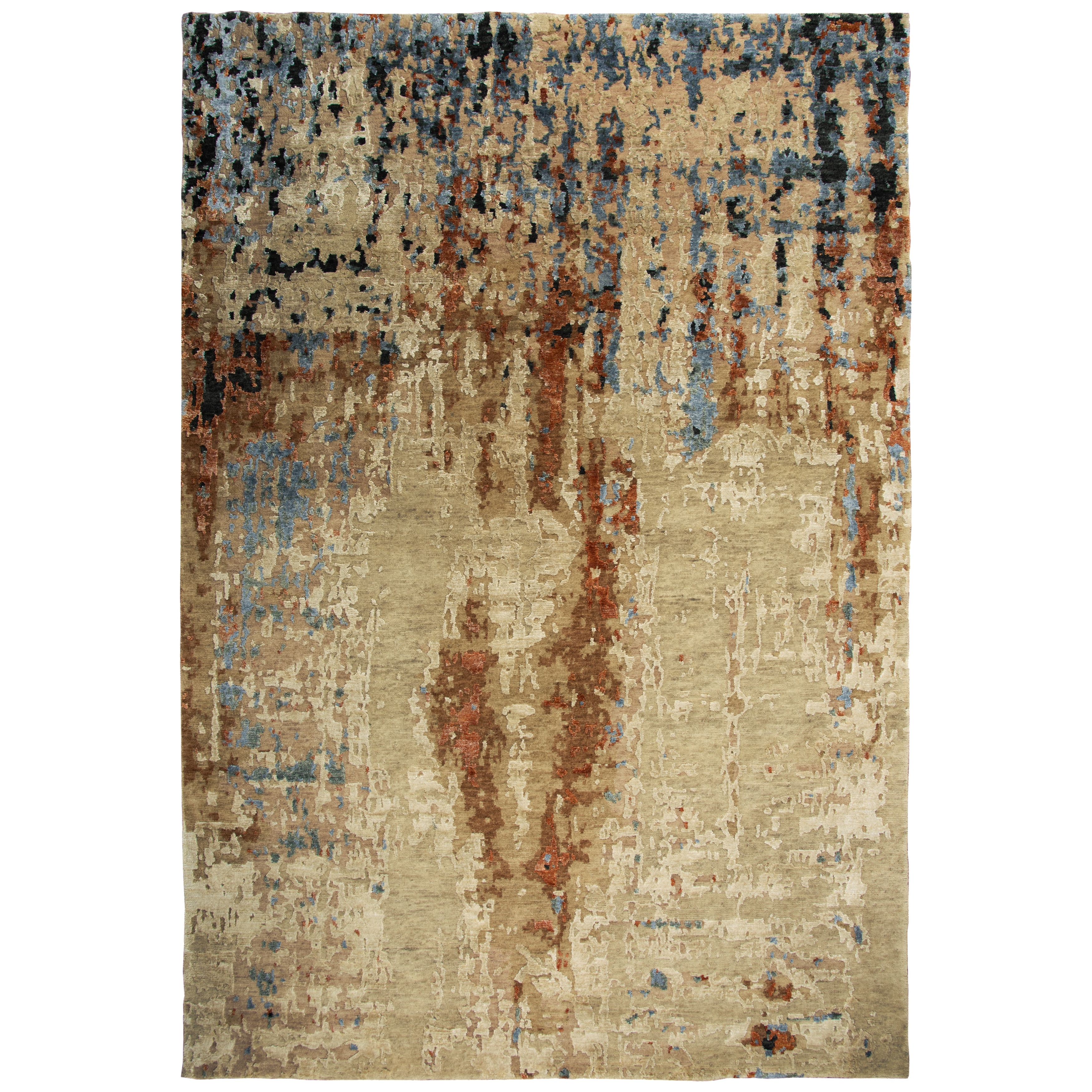 Alora Decor Noble Beige Abstract Hand-knotted Wool Blend Rug