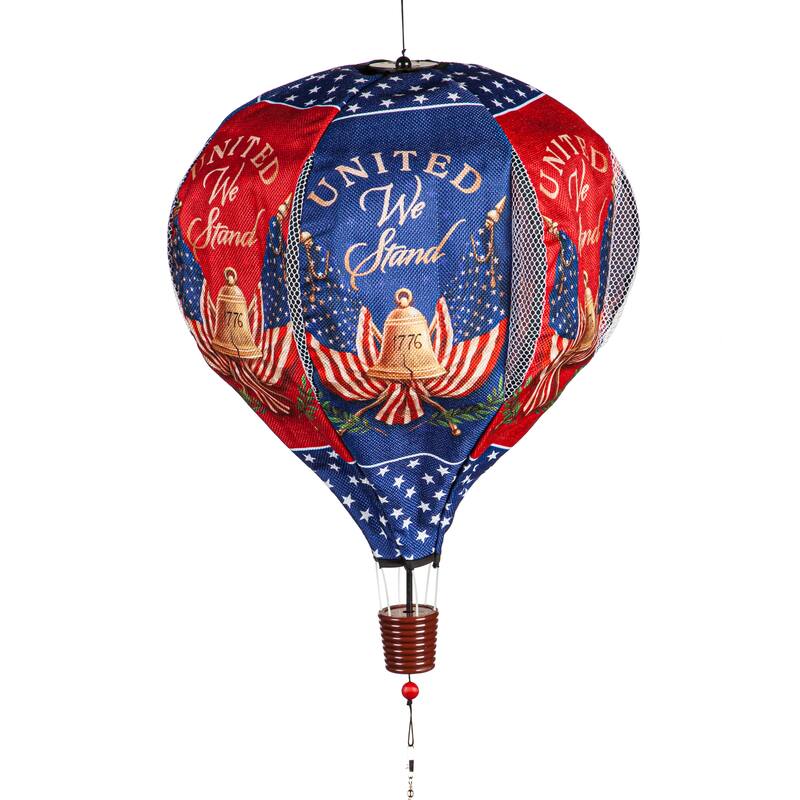 55 in. United We Stand Burlap Balloon Wind Spinner