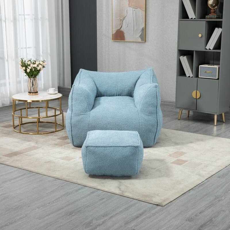 GDFStudio - COOLMORE Boucle Bean Bag Chair with Memory Foam Filling for Ultimate Comfort
