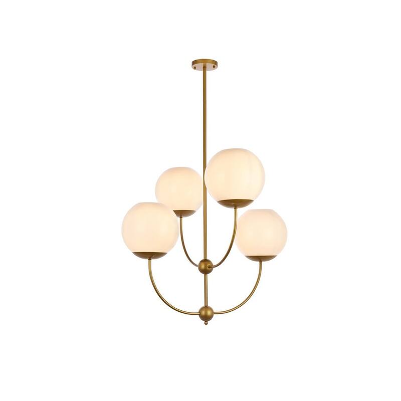 Lane 31.5 inch Pendant with White Shade - N/A - Brass