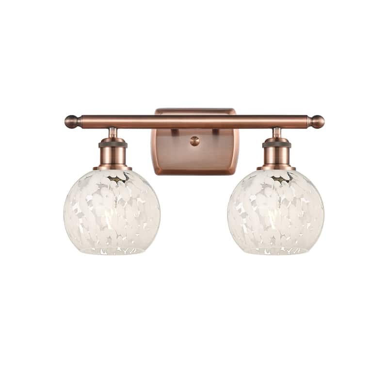 Innovations Lighting 516-2W-9-16 White Mouchette Vanity White - Antique Copper / White Mouchette