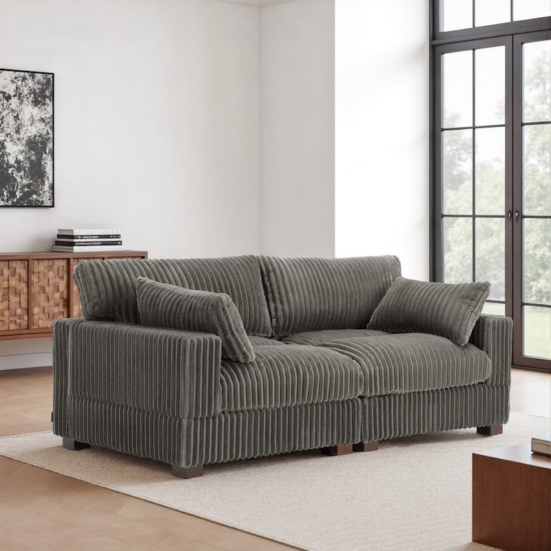 80"Plush Upholstery Loveseat Modular Sofa Couch - Light Grey