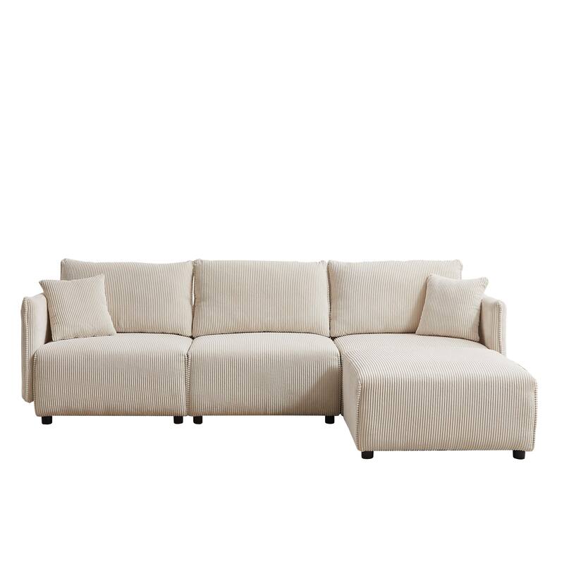 106.3" Corduroy Modular Sectional Sofa (Set of 2) with USB-C & 4 Cushions