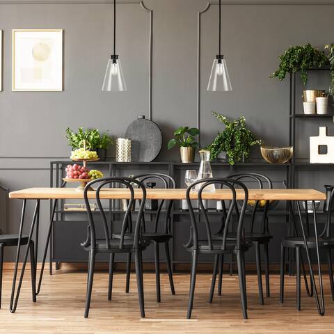 Gizele 1-Light Matte Black Pendant Lighting with Seeded Glass Shade and Bulb Included - one size