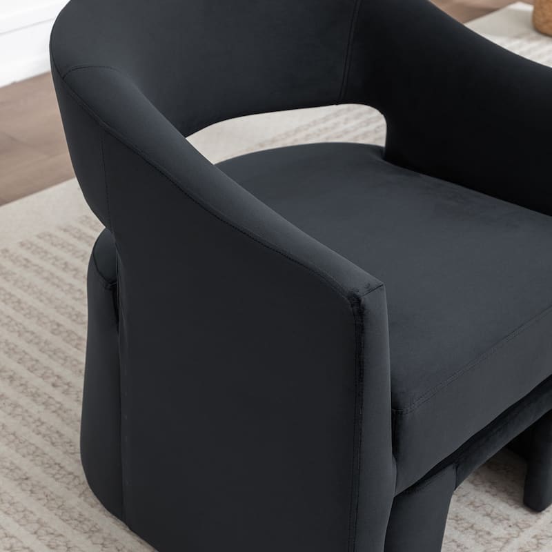 SEYNAR Modern Glam Velvet Accent Armchair Open Back with Ottoman