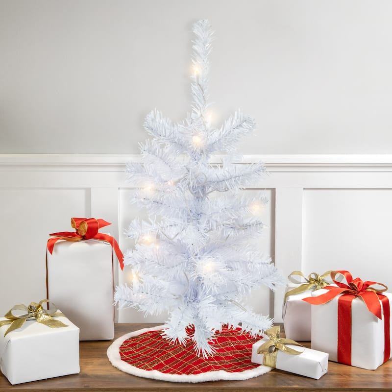 2' Woodbury White Pine Slim Artificial Christmas Tree, Clear Lights - 2 Foot