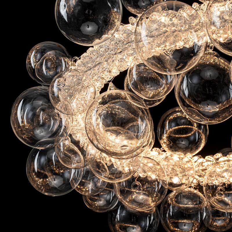 Crystal Bead LED Chandelier with Glass Globe, Adjustable