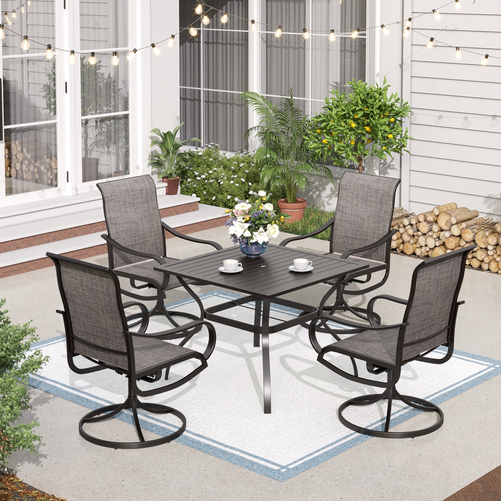 Patio sling dining sets discount