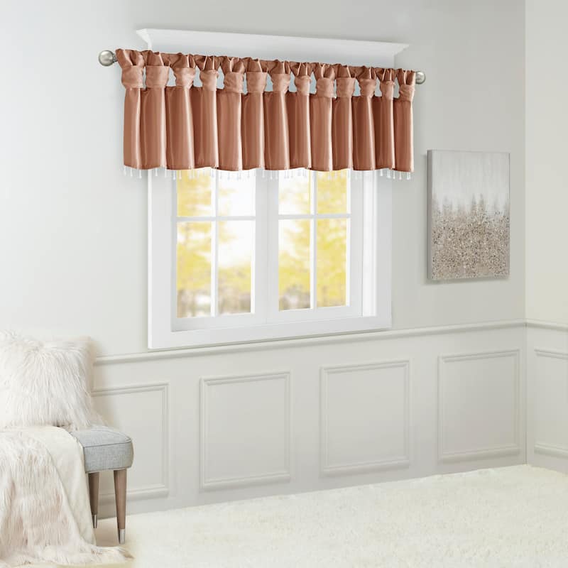 Madison Park Natalie Lightweight Faux Silk Valance with Beads - 50x26"