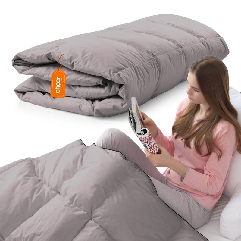Cheer Collection All Season Down Alternative Hypoallergenic Comforter - Queen - Grey