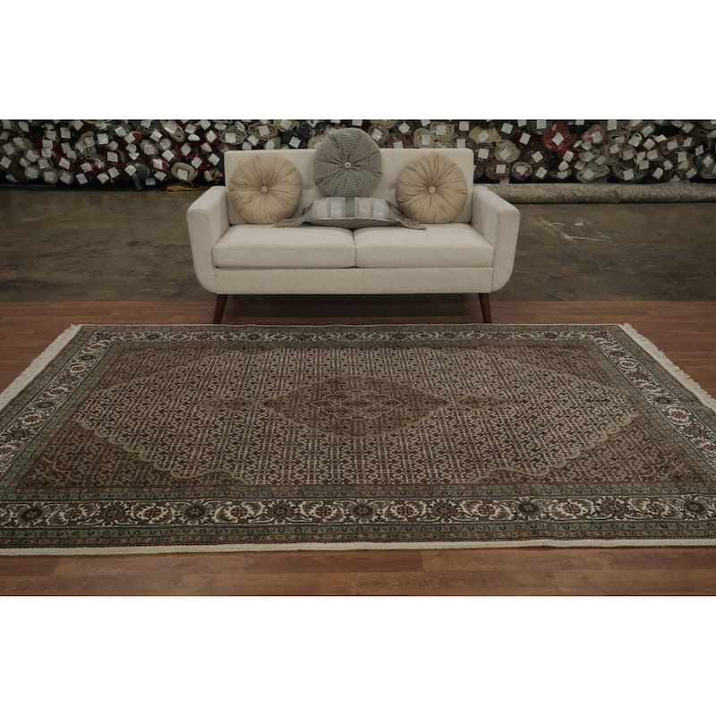 Hand Knotted Oriental 100% Wool Carpet Traditional Floral Beige & Ivories Bidjar Area Rug - 9' 5'' X 5' 9''