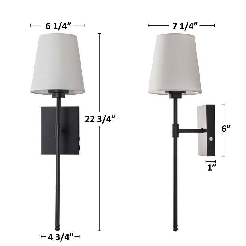 C Cattleya Battey-Operated Rechargeable 3000K Indoor Wall Sconce with Fabric Shade