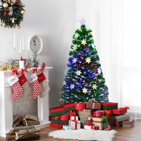 Shop Costway 4ft Pre Lit Fiber Optic Christmas Tree Multicolor