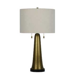 27" Metal Table Lamp in Antique Gold with a Designer Shade - 27