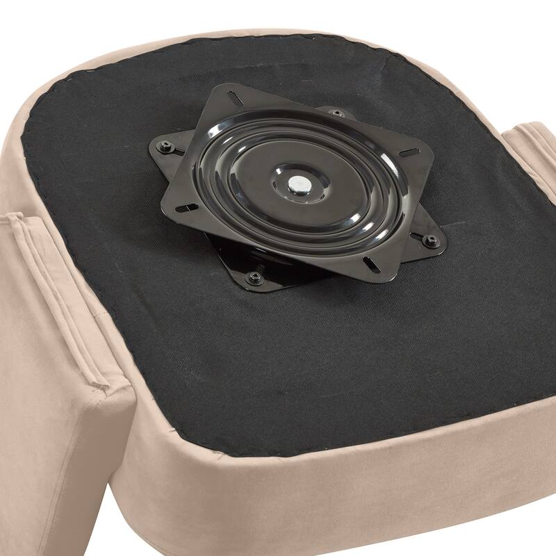 Taupe Modern 27.5" Upholstered 360° Swivel Barrel Chair with Open Backrest and Solid Wood Frame