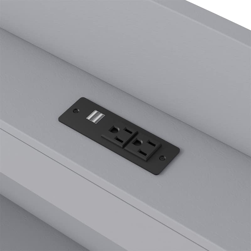 Twin XL Size Platform Bed with Storage LED Headboard and Twin Size Trundle