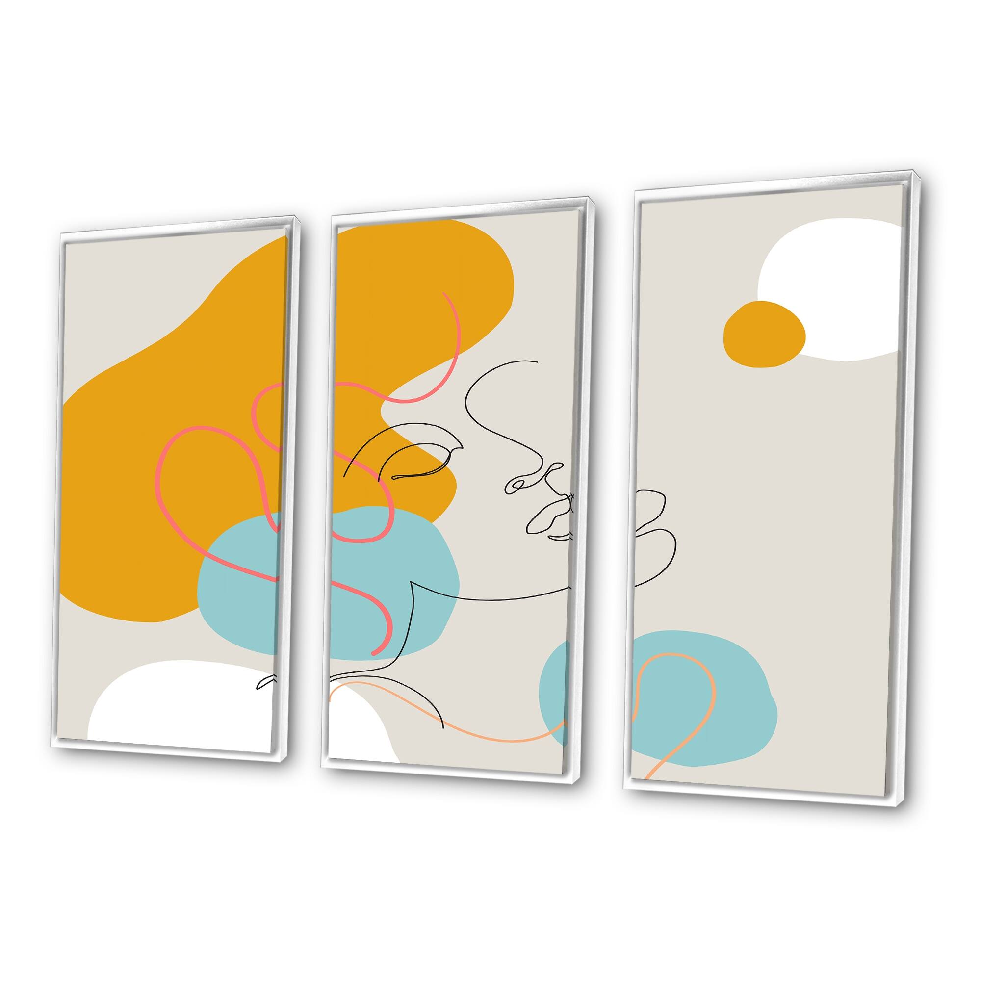 Designart "Minimal One Line Portrait of Female Face I" Modern Framed