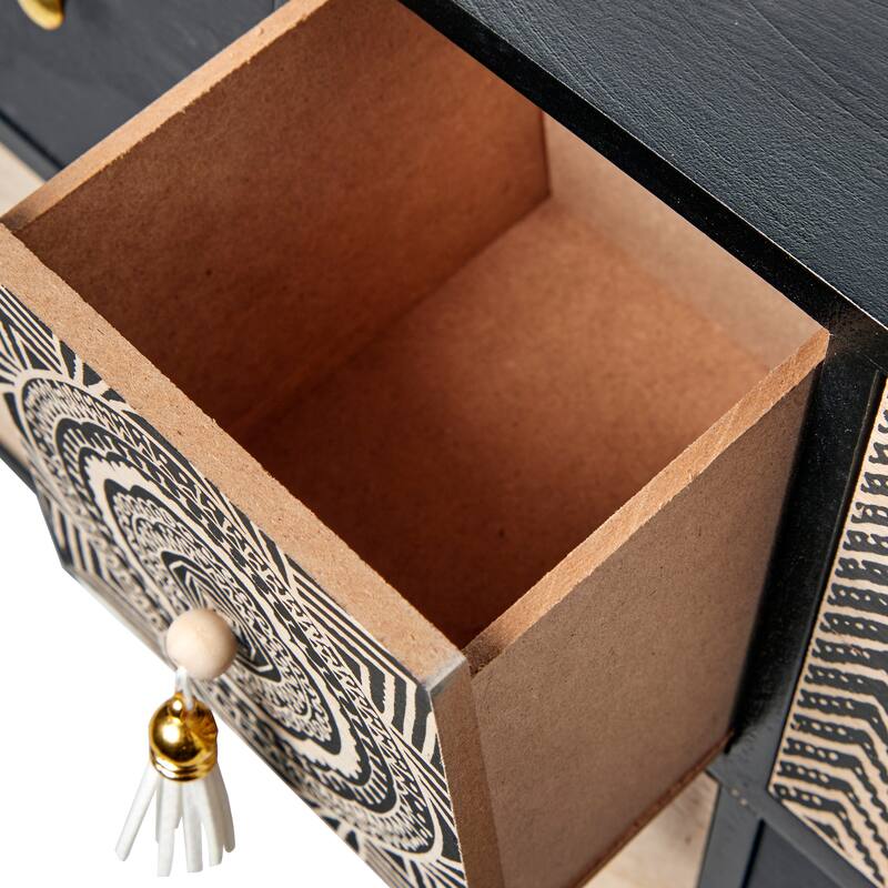 Black Wooden 5 Drawers Tribal Jewelry Box