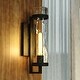 preview thumbnail 1 of 6, VAXCEL Seymour 1-Light Textured Black Outdoor Wall Sconce made of Durable Metal, Clear Water Glass Shade, LED Compatible Textured Black - 4.5-in W x 15.5-in H x 6.25-in D