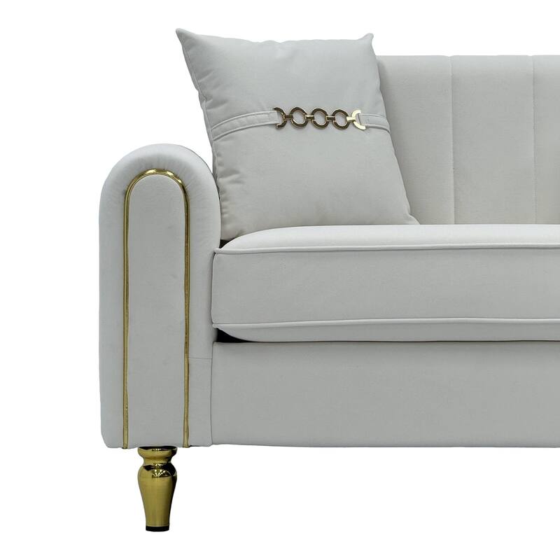 87.4" Luxury Loveseat Sofa with Metal Legs, Round Arms