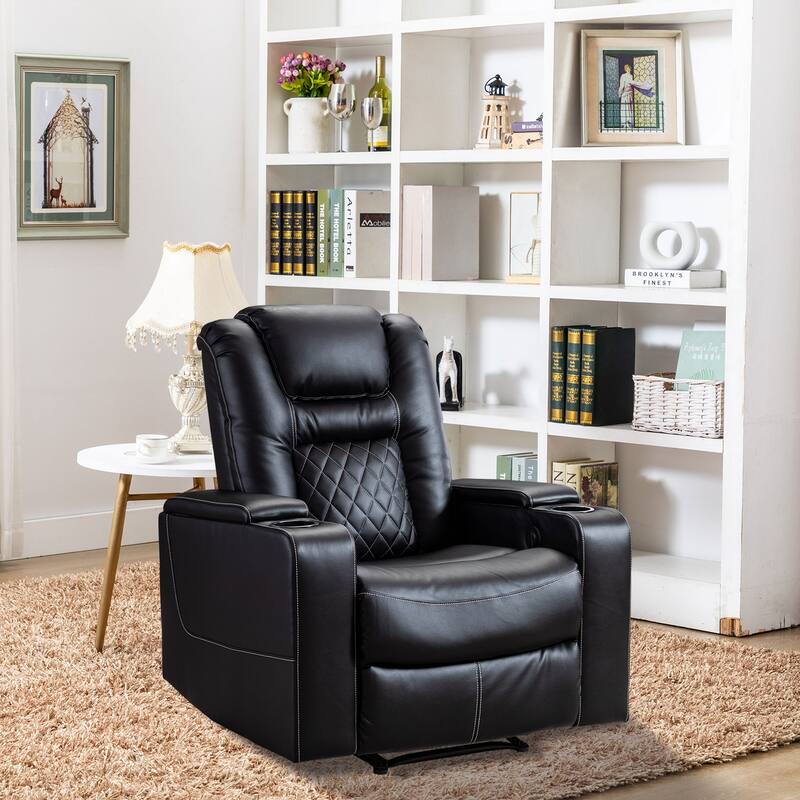 Breathable Leather Home Theater Seating with with USB Ports and Cup Holders