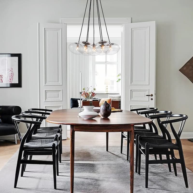 Minimalist 7-Light Glass Globe Bubble Cluster Pendant Chandelier