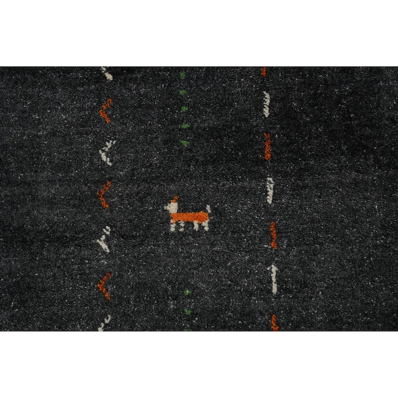 Hand Knotted Oriental 100% Wool Carpet Tribal Animal Pictorial Greys & Charcoal Gabbeh Area Rug - 10' 0'' X 10' 2''